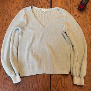 Gentle Fawn Light Green Knit V-Neck Sweater